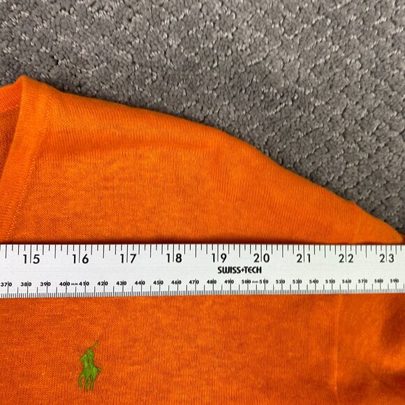 Polo Ralph Lauren Cotton Linen Blend Sweater Womens XL Orange Lightweight Hi Low - Picture 11 of 13